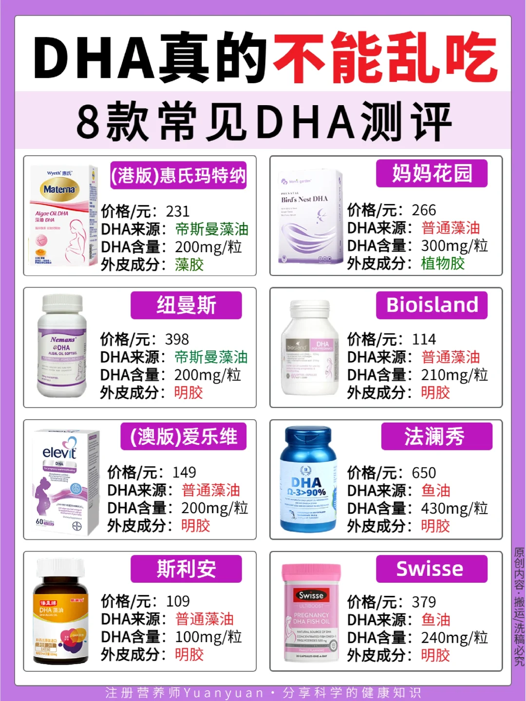 孕妇DHA怎么选？8款DHA超详细测评