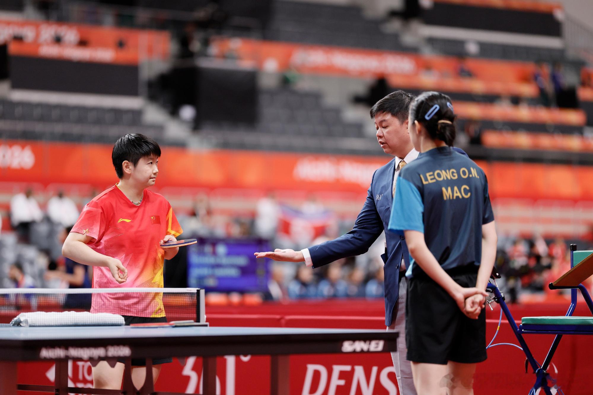 2026.09.20女团小组循环赛  
【中国澳门1-3中国】15:00 T6
第一盘：朱雨玲3-1王曼昱
【11-9，11-9，7-11，13-11】
第二盘：梁安娜0-3孙颖莎
【3-11，2-11，2-11】
第三盘：关卓琳0-3蒯曼
【3-11，5-11，2-11】
第四盘：朱雨玲0-3孙颖莎
【5-11，7-11，1-11】 ​
