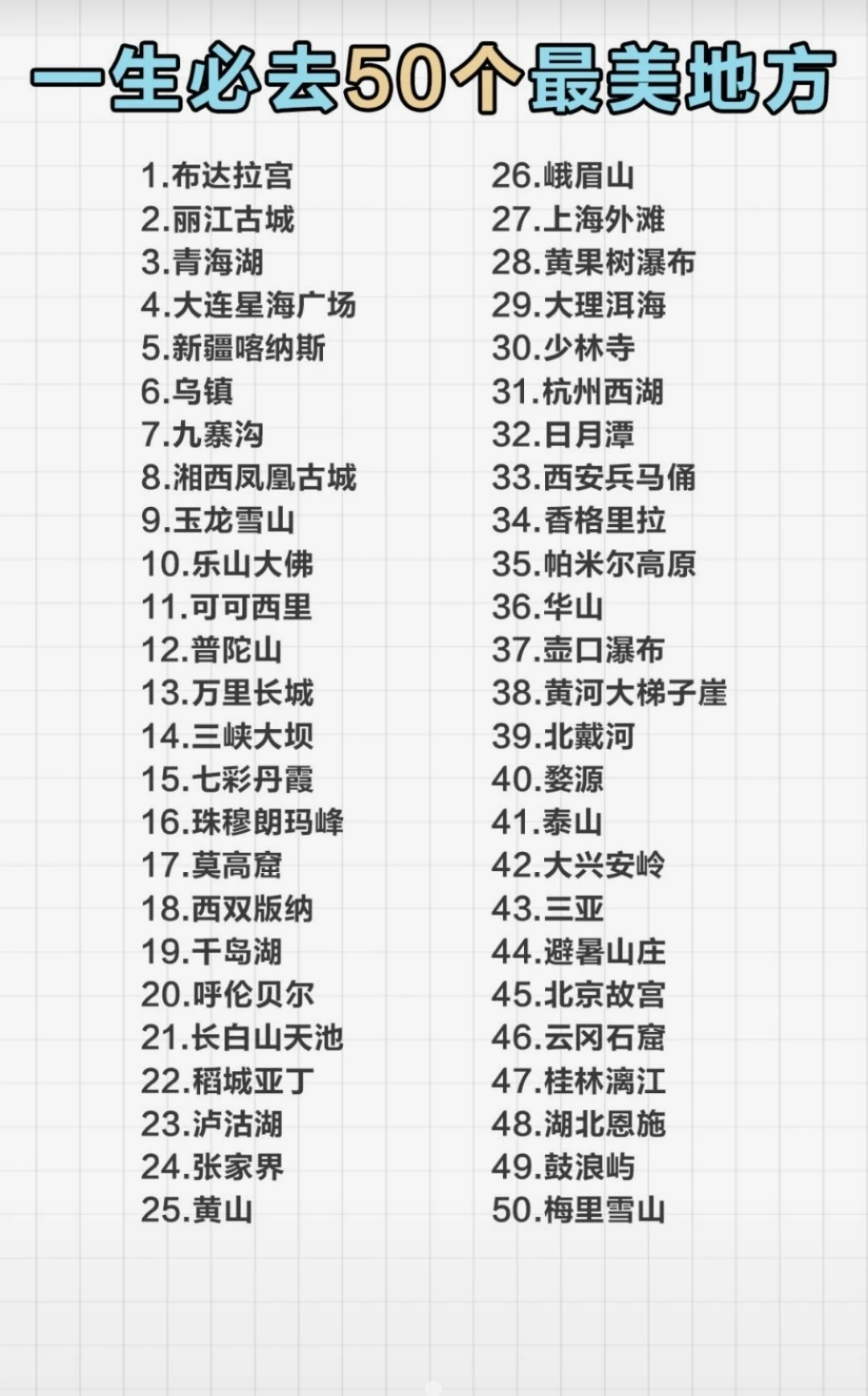 一生必去50个最美地方，你去过多少个？