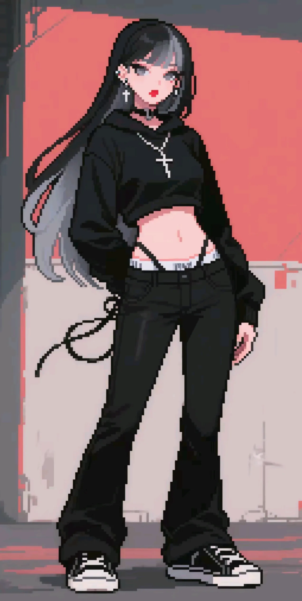 复古像素风壁纸以独特的艺术张力，勾勒出高冷御姐的飒爽英姿。经典像素颗粒...