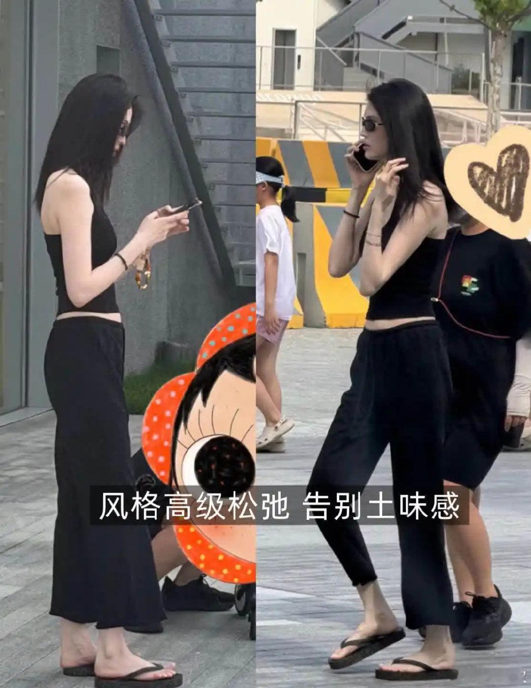何穗当妈后更会穿，背心搭人字拖照样美得很高级 ​