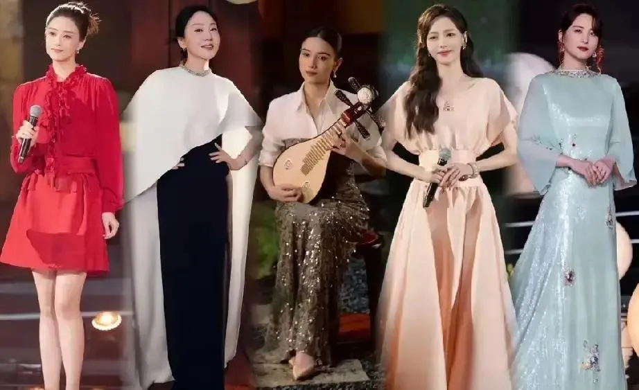 中秋晚会上，这五位美人着实令人惊艳。她们分别是蒋勤勤、唐嫣、宋佳、闫妮和蒋欣，其中年纪最小的42岁，最大的已54岁。然而，她们依旧风姿绰约、美丽动人，尽显岁月沉淀后的女人韵味，不愧是冻龄女神，着实让人眼前一亮。她们步伐优雅从容，好似赛过古代四大美女，实在精彩！舞台灯光下，她们的一颦一笑都透着独特魅力