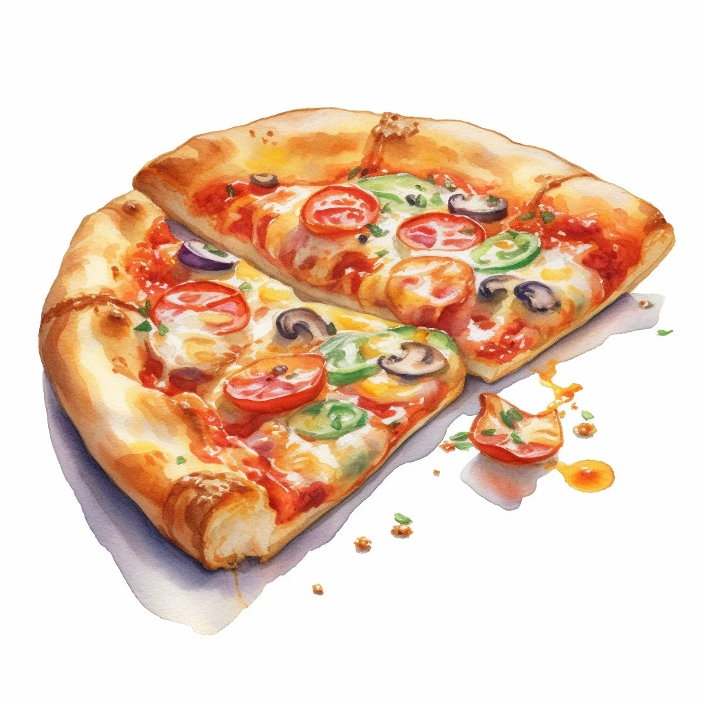 AI水彩：披萨pizza🍕