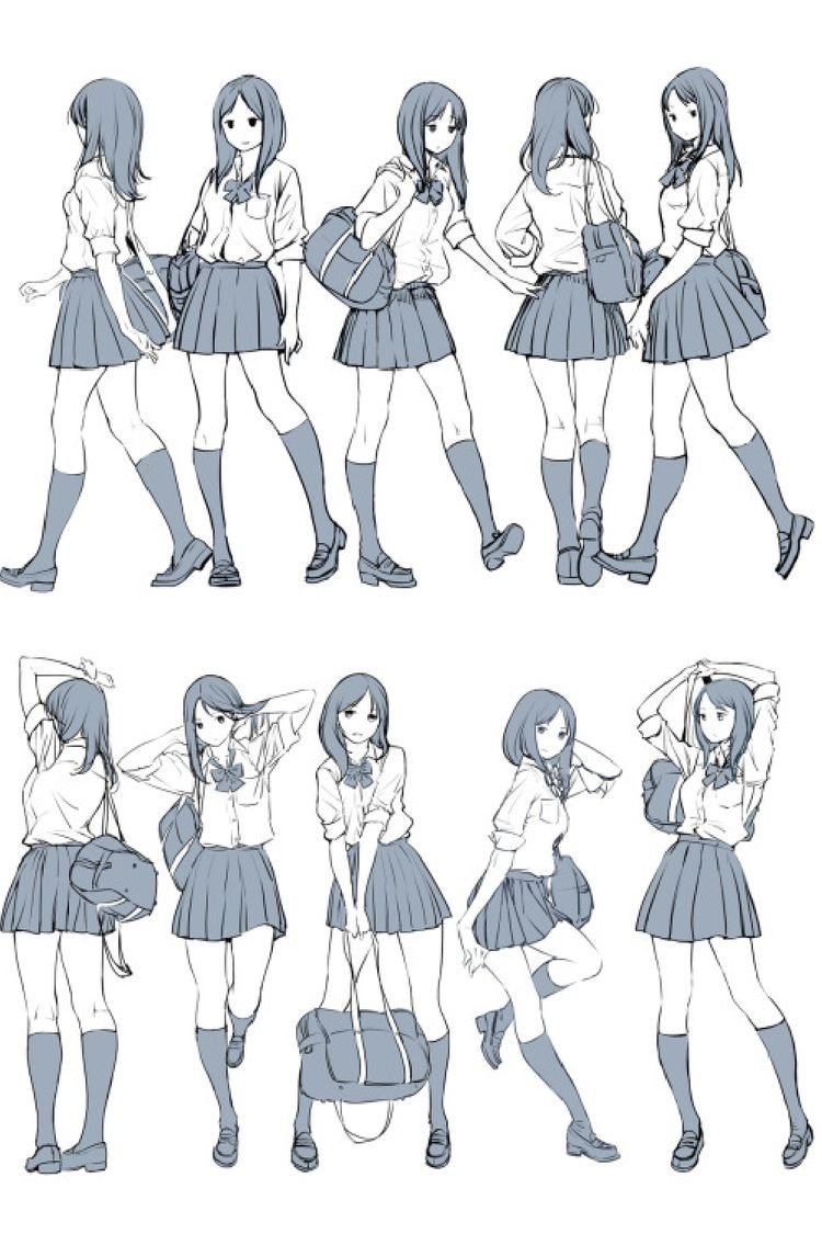 绘画参考 女生动态绘制 ​​​