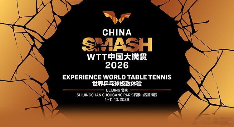 #体育比赛[超话]##2026WTT中国大满贯赛程#  WTT赛季中国大满贯将于10月1至11日在北京首钢园举行，赛程安排如下：
10月1-3日 单打资格赛
10月4-5日 单打64强赛、双打24强赛
10月6日 单打32强赛、混双16强赛
10月7日 单打32强赛、混双1/4决赛、双打16强赛
10月8日 单打16强赛、混双半决赛、双打1/4决赛
1 ​