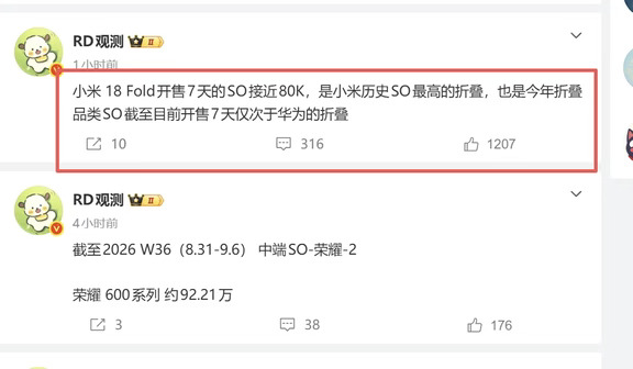也卖爆了？创小米折叠屏销量纪录