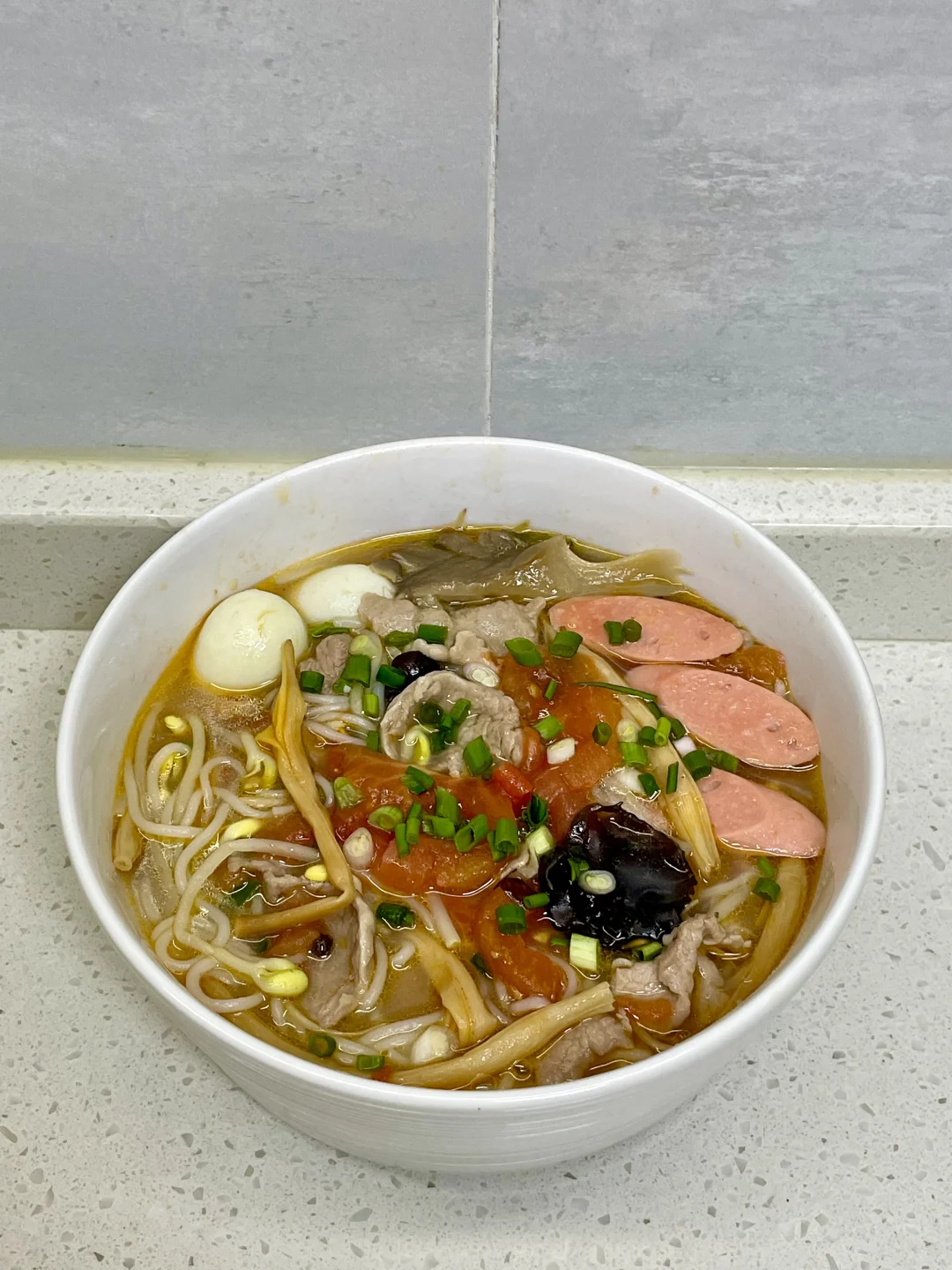 可以喝汤的家庭版三鲜米线，附做法～