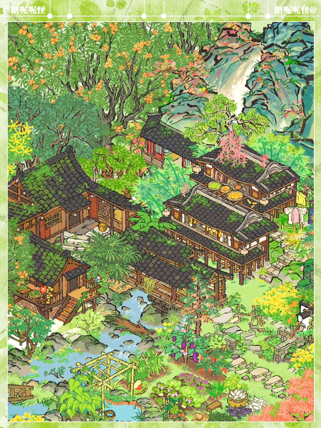 烟雨画池很难不爱啊啊啊，新建筑冷泉廊桥‼️