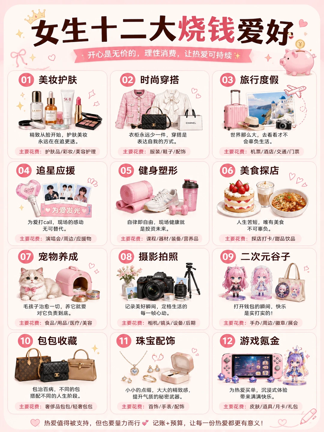 女生12大烧钱爱好，你中了几个？