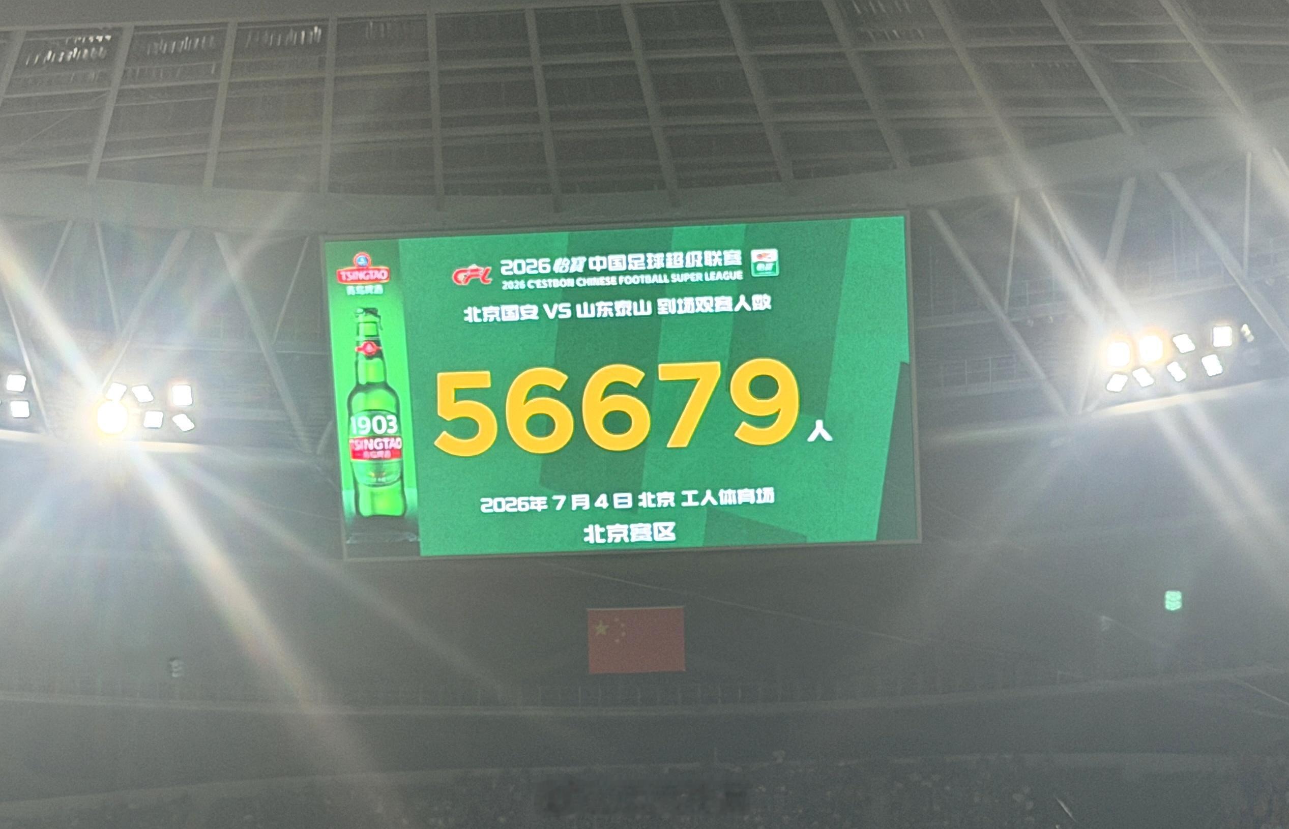 今天来到工体观看比赛的观众人数为56679人！ ​​​
