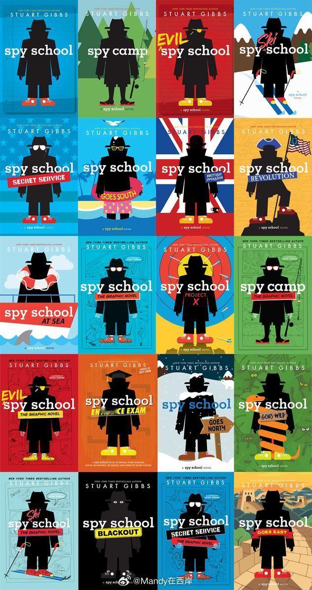 给大家推荐一套英文书——《Spy School》中文翻译是《间谍学校》。整个系列一共有十几本，还在持续更新中，有漫画书版也有纯文字书版。

故事内容讲得是12岁的主角本杰明·里普利（Ben Ripley）是个平时上课走神、体育不佳的数学资优生。他最大的梦想就是加入中情局。一天，他突然被招募进了一所藏在森 ​