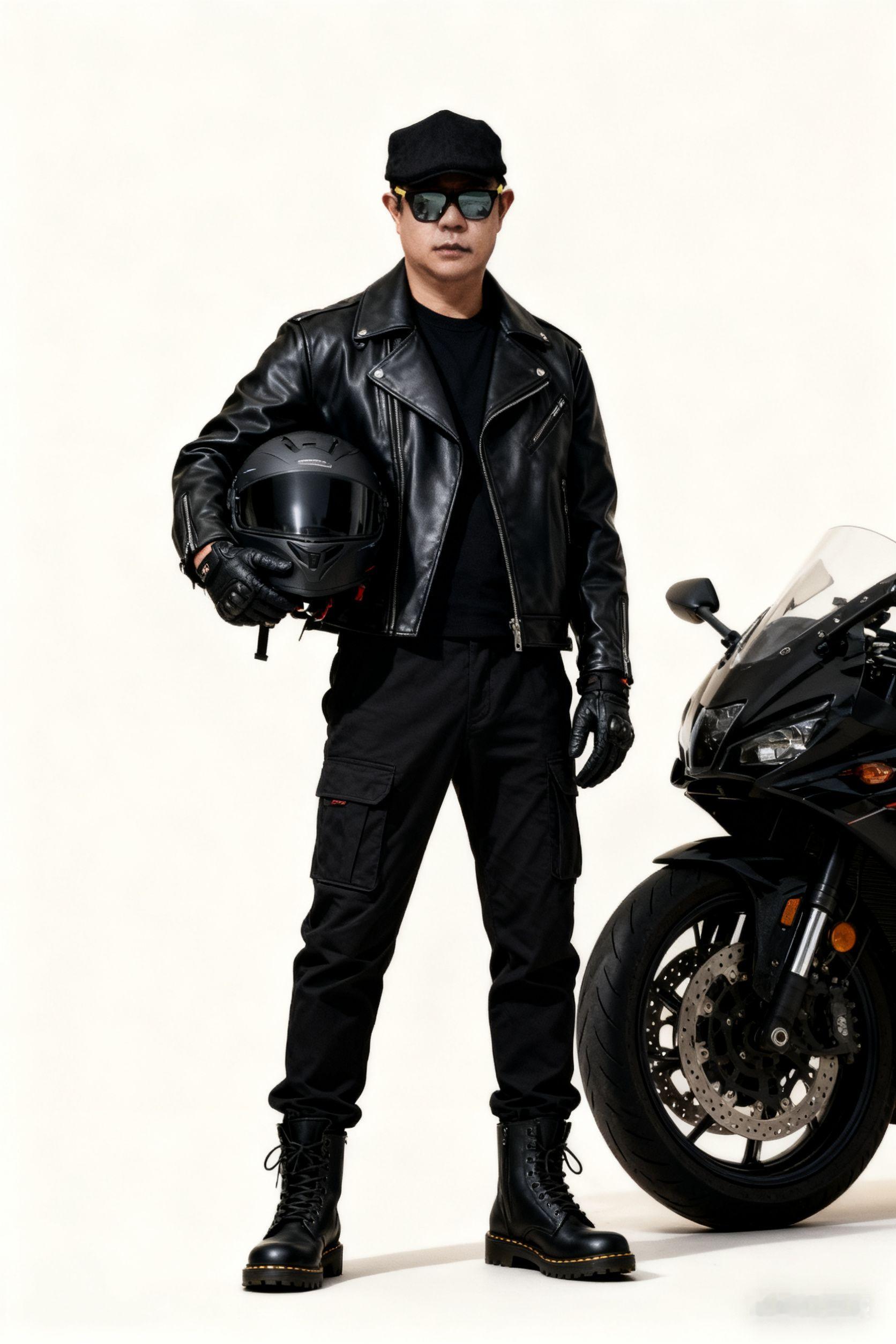 <p>机车摄影 复古摩托 摩托车 黑色高级感穿搭 机车骑士 <!--{...