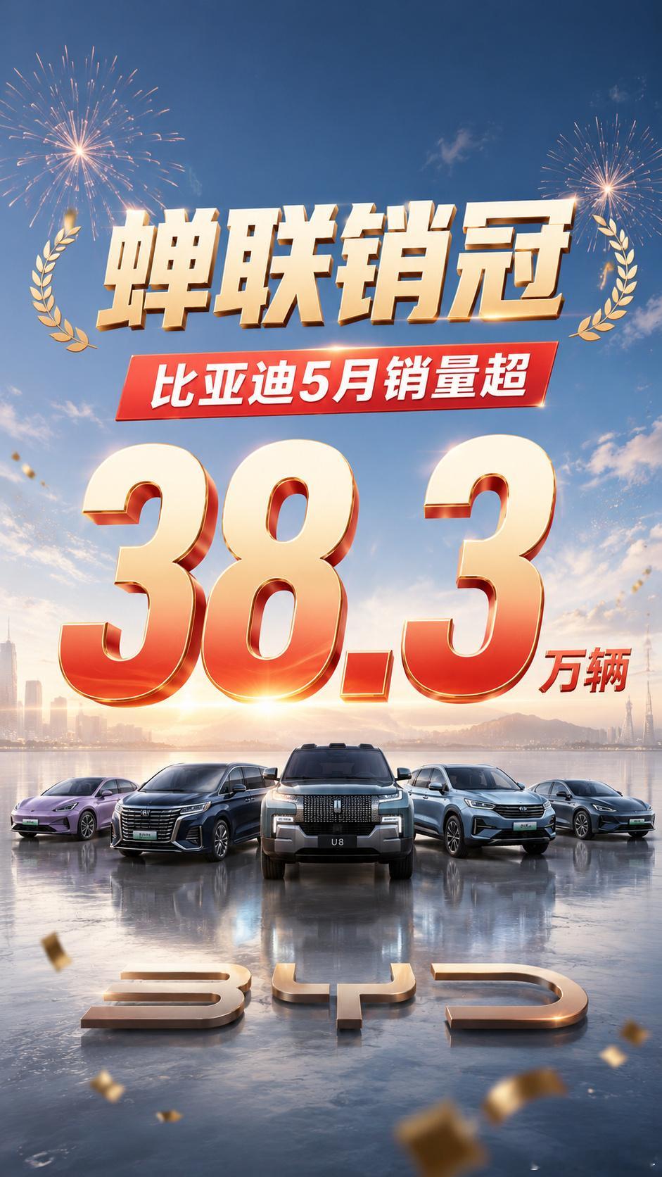 38.3万辆 连续60个月销冠 比亚迪5月成绩单出炉  兄弟们，比亚迪...