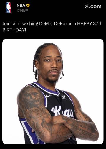 NBA官方祝德罗赞37岁生日快乐🎂