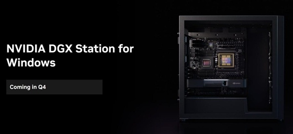 #英伟达推出Windows版DGX Station# 
10月8日，英伟达正式宣布推出面向Windows系统的DGX Station，将这款企业级AI工作站产品从原有Linux生态带入Windows平台。该设备搭载单颗GB300 “Blackwell Ultra” GPU、基于Neoverse V2架构的72核Grace芯片，可提供20 PFLOPs的AI算力以及748GB统一内存，预计于第四 ​