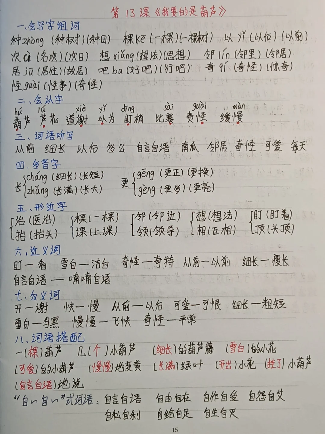 二上语文第13课《我要的是葫芦》知识点总结