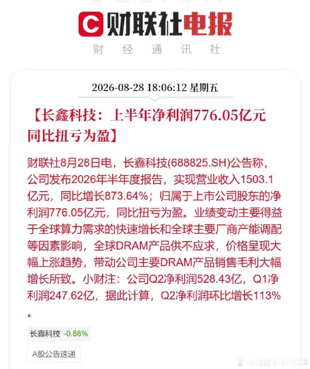 长鑫科技，业绩高于预期。
看看下周，能否再创新高。
作为科技股总风向标，一举一动影响极大。
不作猜测，观察盘面吧。 ​