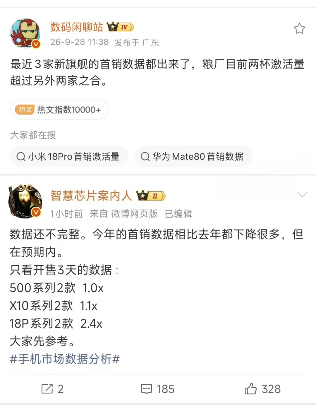 小米，O，V首销出来了，小米竟然比O+V还多