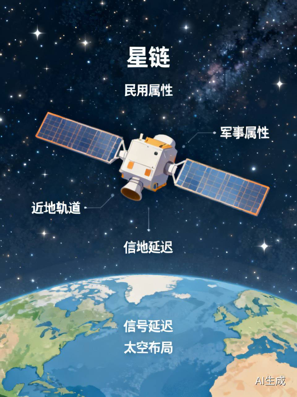 之前刷到好多人把星链当普通卫星互联网项目唠，说它是马斯克搞的民用上网新玩法，其实根本没那么简单。
它的民用属性确实够唬人：卫星都部署在550到1200公里的近地轨道，信号延迟只有20到40毫秒，比不少地面光纤还快，玩云游戏、开跨国高清会都不卡，和以前3.6万公里高轨卫星动辄600毫秒的延迟完全不是一
