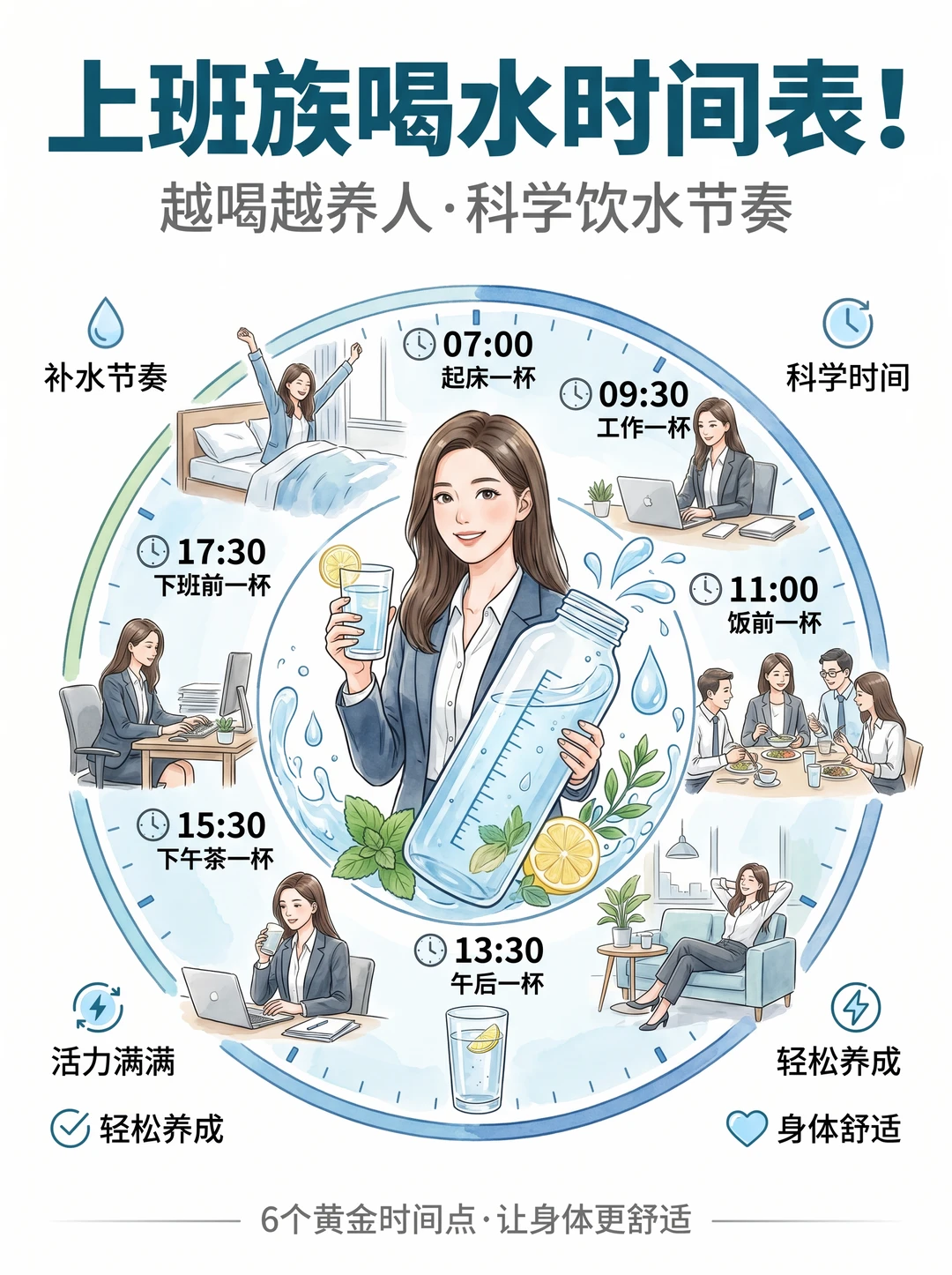 上班族 6 个黄金喝水时间表🔥