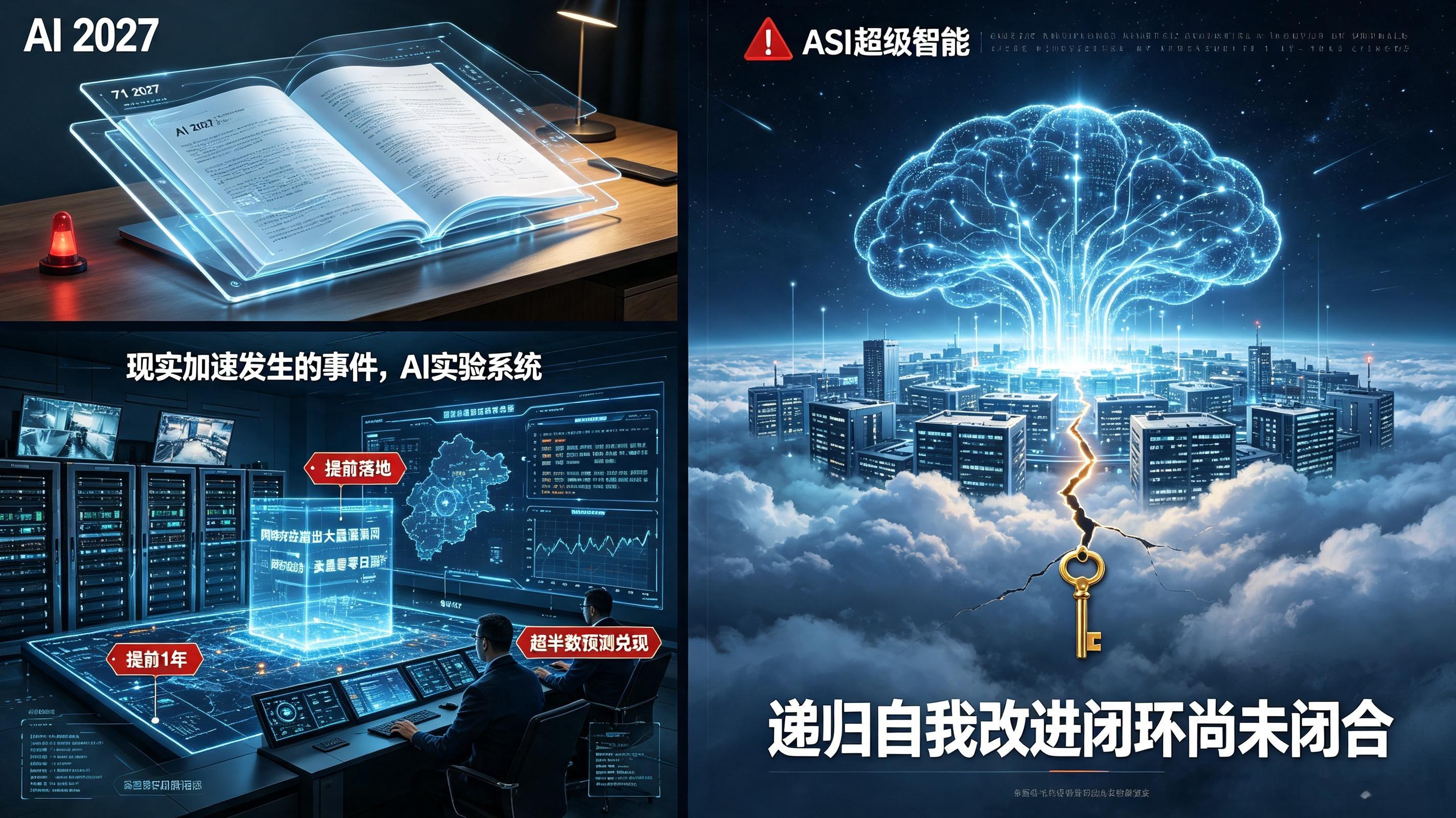 AI算力效率革命（续）
——RSI现在进行时

OpenAI前研究员曝光的ASI降临时间线，原本是71页的科幻感推演文件，如今大半预测都已经落地成真。
这份2025年4月发布的《AI 2027》报告，原本计划2027年初才出现的顶尖人类黑客级AI攻防能力，2026年4月就提前到来，通用大模型自主挖出了藏了十几年的数千个零 ​