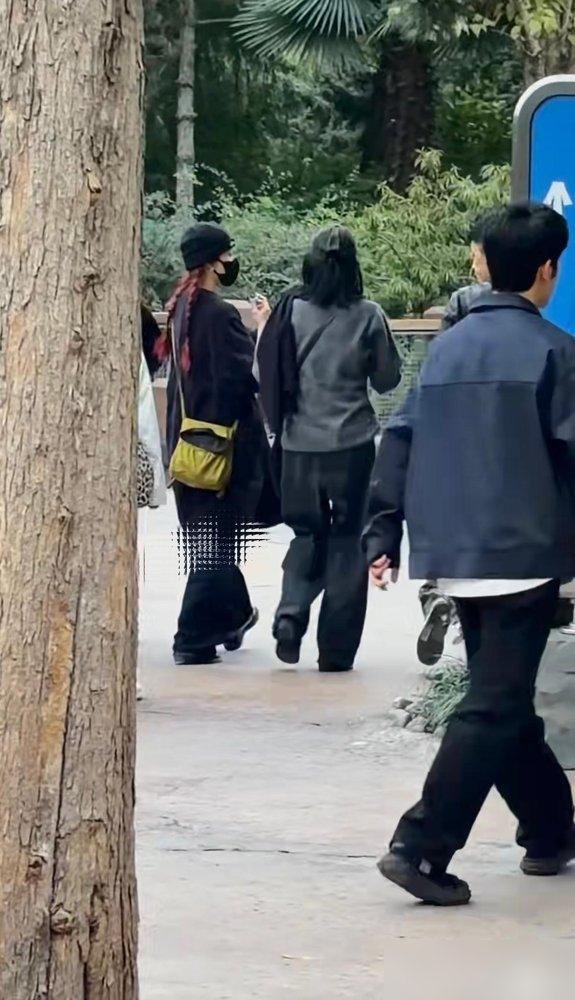 窦靖童跟宋妍霏在环球影城被堵了。俩人一身黑，手牵着，肩搭着，全程没撒开。
不是拍戏，没带助理，就俩人遛弯儿。排队买黄油啤酒，宋妍霏仰头笑，窦靖童低头看她，那眼神，啧。
这俩从《她的生存之道》拍完就没断过。公园遛狗被拍，街边撸串被拍，这回直接环球影城了。窦靖童刚忙完“状况外”巡演，转头就陪人逛乐园