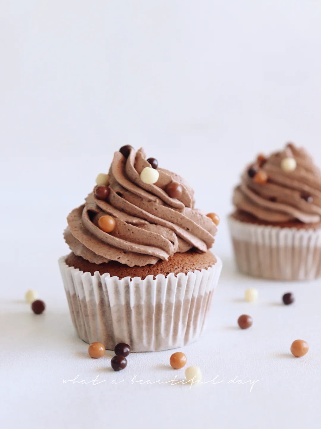 🌱踏青甜品|可可戚风奶油杯子蛋糕🧁