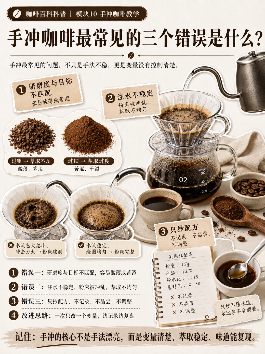 手冲咖啡最常见的三个错误是什么？