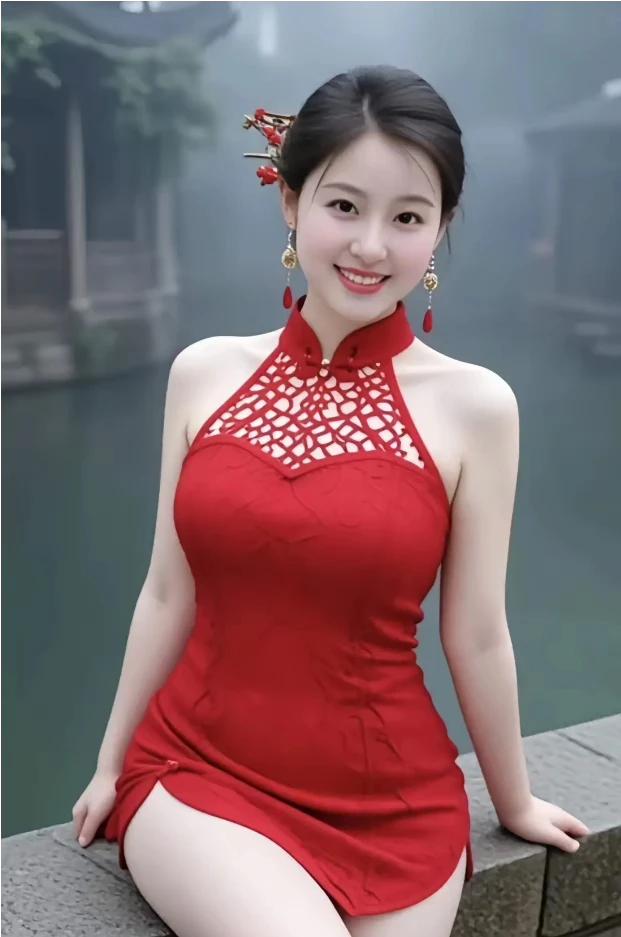 肤白且笑容超甜，这位小姐姐本就动人。而摄影师更是厉害，将红妆丽人拍出了...