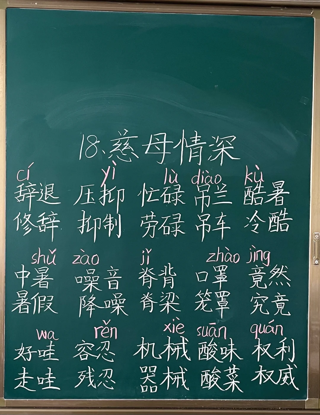 五上语文第18课《慈母情深》生字板书