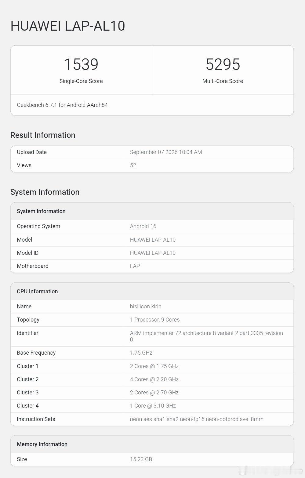 华为 Mate XT2 Geekbench 6.7 / 7.0 / OpenCL
#数码闲聊站[超话]##华为##华为MateXT2# ​