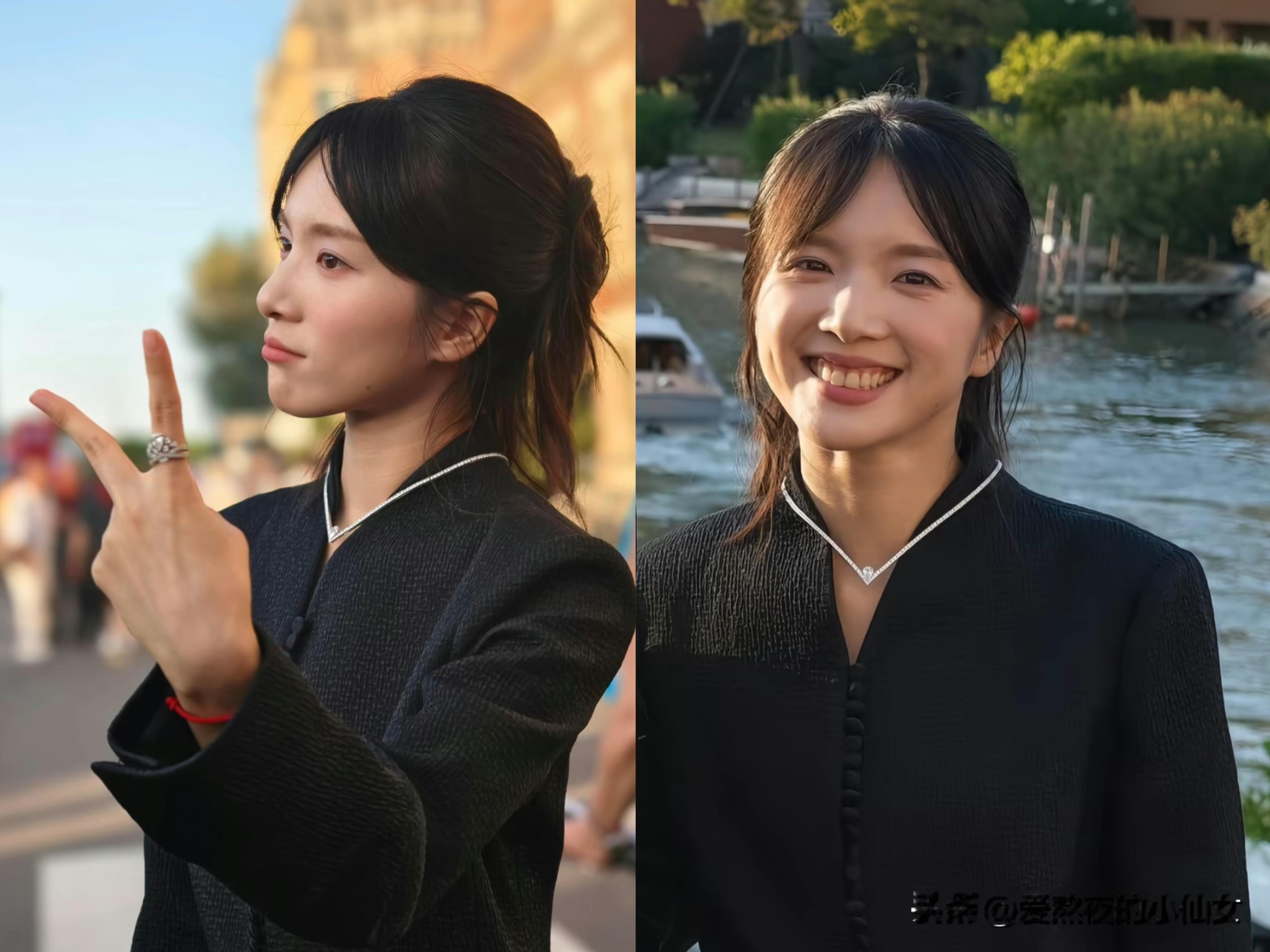 对不起李思潼，
我真的没有办法再喜欢你了！
不是因为黑色西装穿搭，也不是因为你是黄皮，而是因为那条项链，感觉是强行加的，这个戴法，太别扭了！

李思潼演技好，毋庸置疑，颜值也是清纯小花，性格也是温温柔柔，讲话声音也是细声细语，人品也是没话说。

虽然她是黄皮，穿黑色西装，显黑，问忍了，毕竟是设计师的