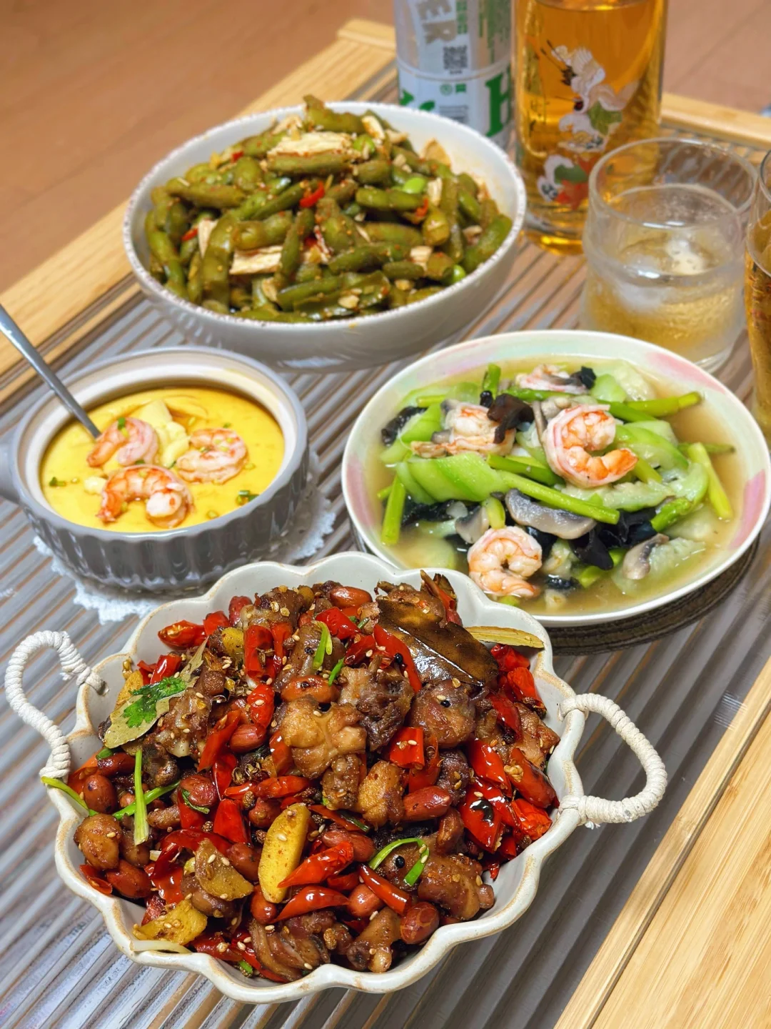 家常菜最抚人心/辣子鸡/鸡蛋羹/凉拌毛豆