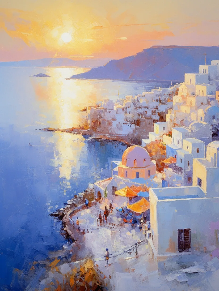 蓝白世界 圣托里尼(油画)