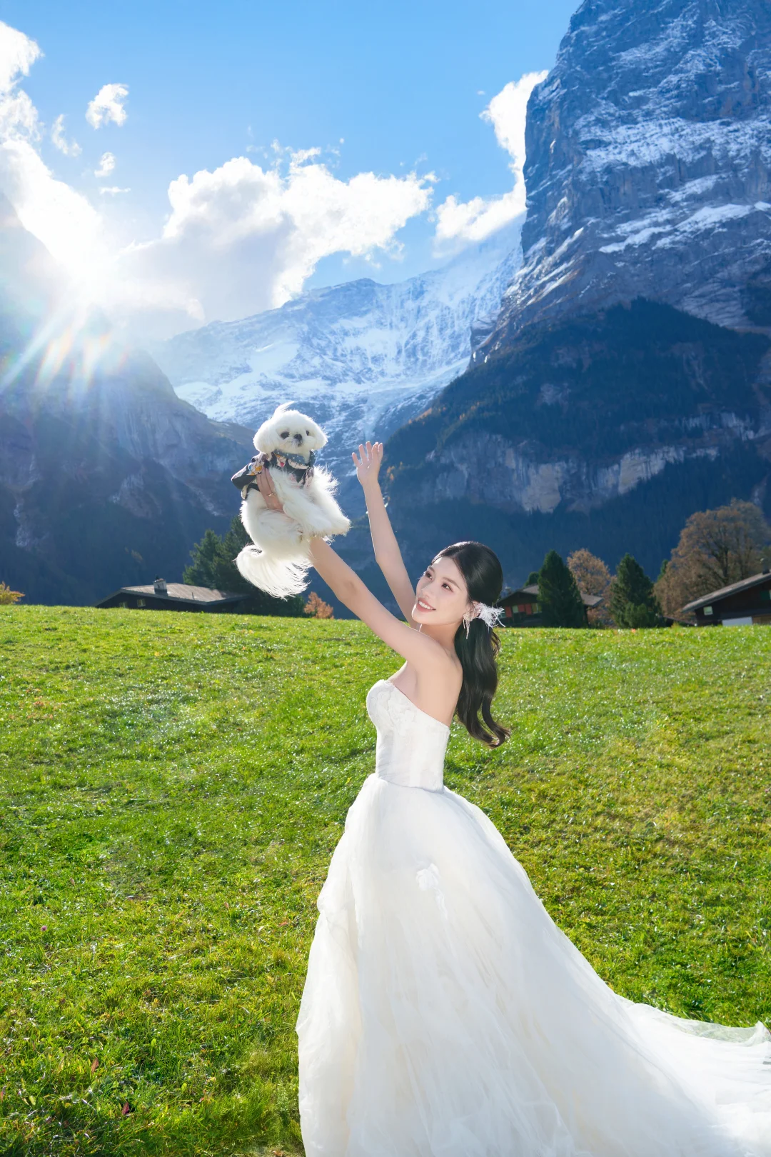 带着狗狗🐶去瑞士梦幻山坡拍婚纱啦！