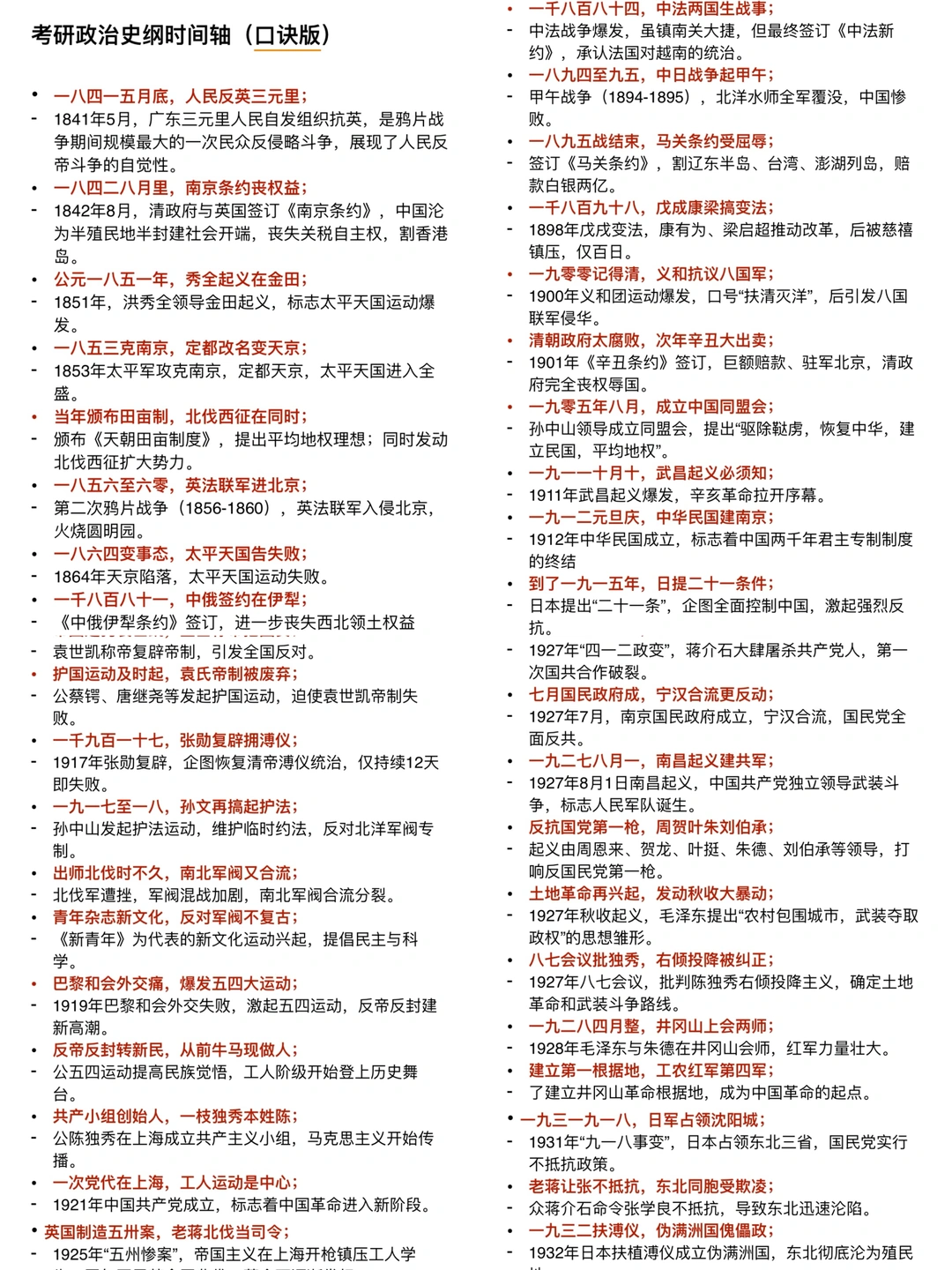 考研政治史纲时间轴…这把稳了…