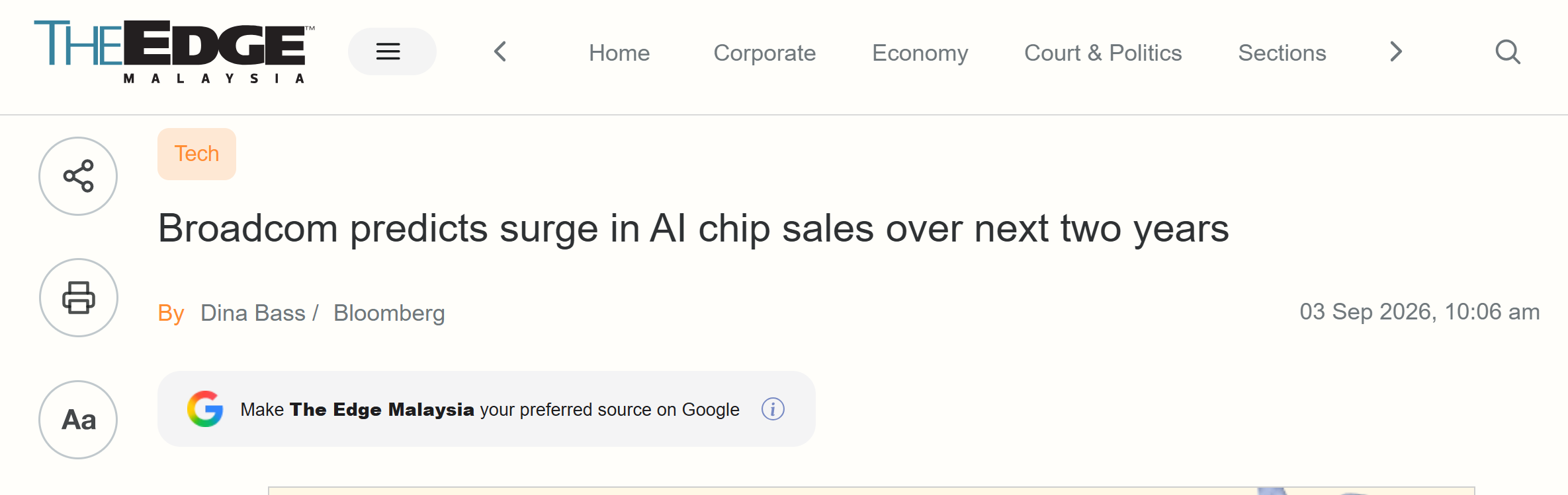 博通 AI 业务收入暴涨 Anthropic、OpenAI 跃居客户榜单前列
来源：环球网
【环球网科技综合报道】9月3日消息，据The EDGE报道，博通近期发布 2026 财年第三季度财报，公司总裁兼首席执行官陈福阳在财报电话会议上表示，人工智能企业 Anthropic 与 OpenAI 业务规