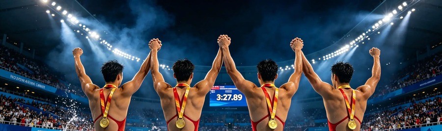 中国队前两棒落后3秒47没人觉得能赢，19岁张展硕最后50米硬把日本队快到手的金牌抢了，7分00秒17刷新亚洲纪录等了16年重新拿回亚运冠军

东京水上运动中心，日本队前三棒一直压着中国队，最后一棒松下知之下水时还领先1.89秒。现场大屏幕上的差距让东道主观众几乎提前庆祝，可最后50米，张展硕把一场