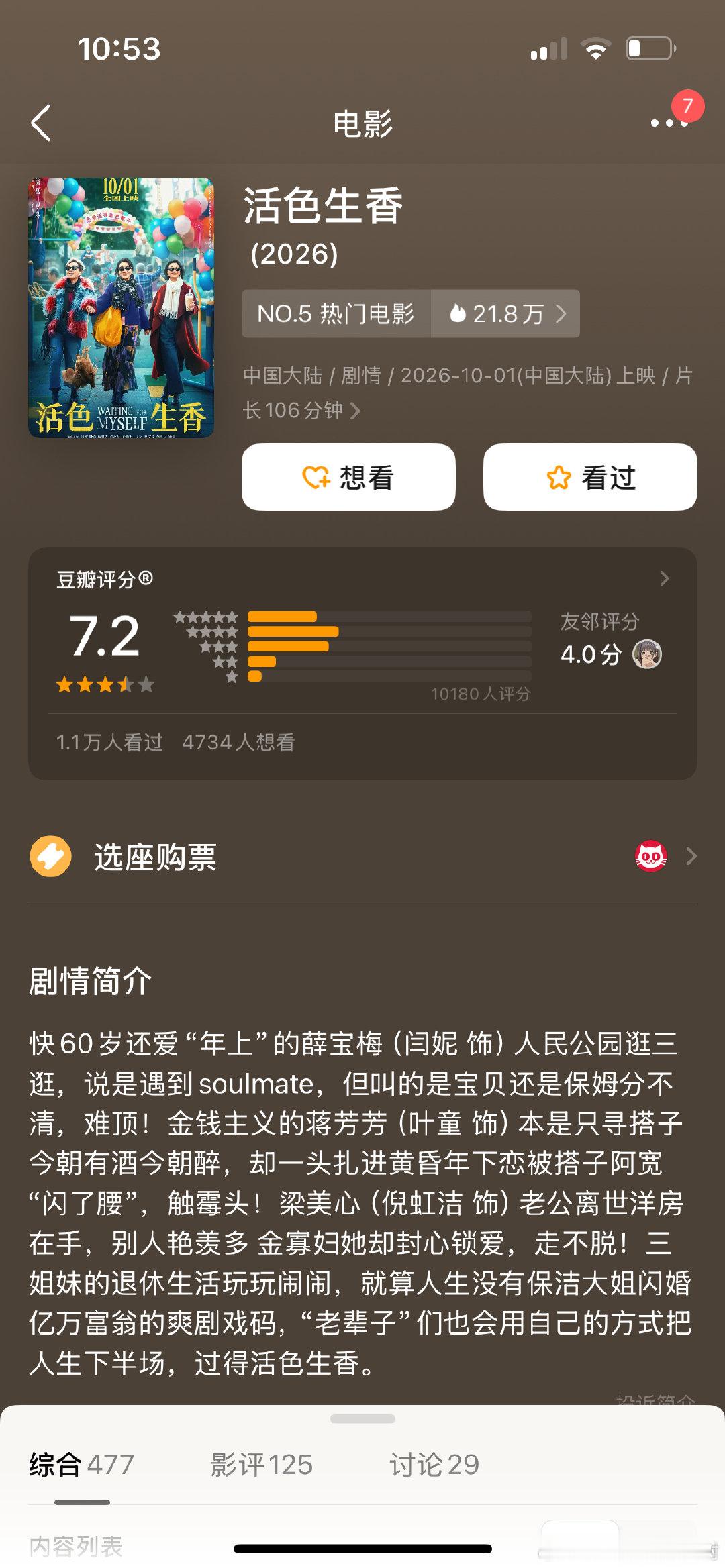 《活色生香》是今年国庆档国产片里评分最高的，
真的蛮好看，也蛮好笑的，
去看看啊，肯定会喜欢的！

#造浪吧国庆档##我在微博聊电影##电影活色生香# ​