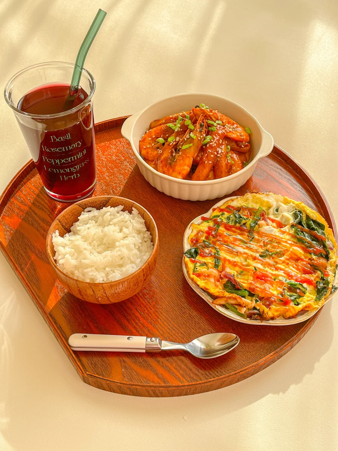 一人食｜甜辣年糕虾🥢意式杂蔬烘蛋｜减脂午餐