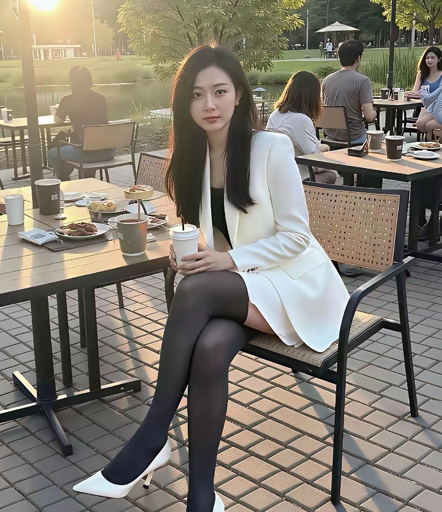 白色西装搭配黑色丝袜，这样的组合简直绝了！   阳光正好，微风不燥，一...