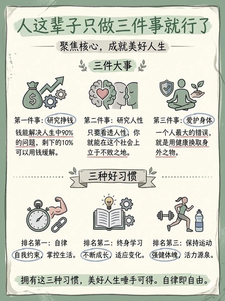 人这辈子只做三件事就行了