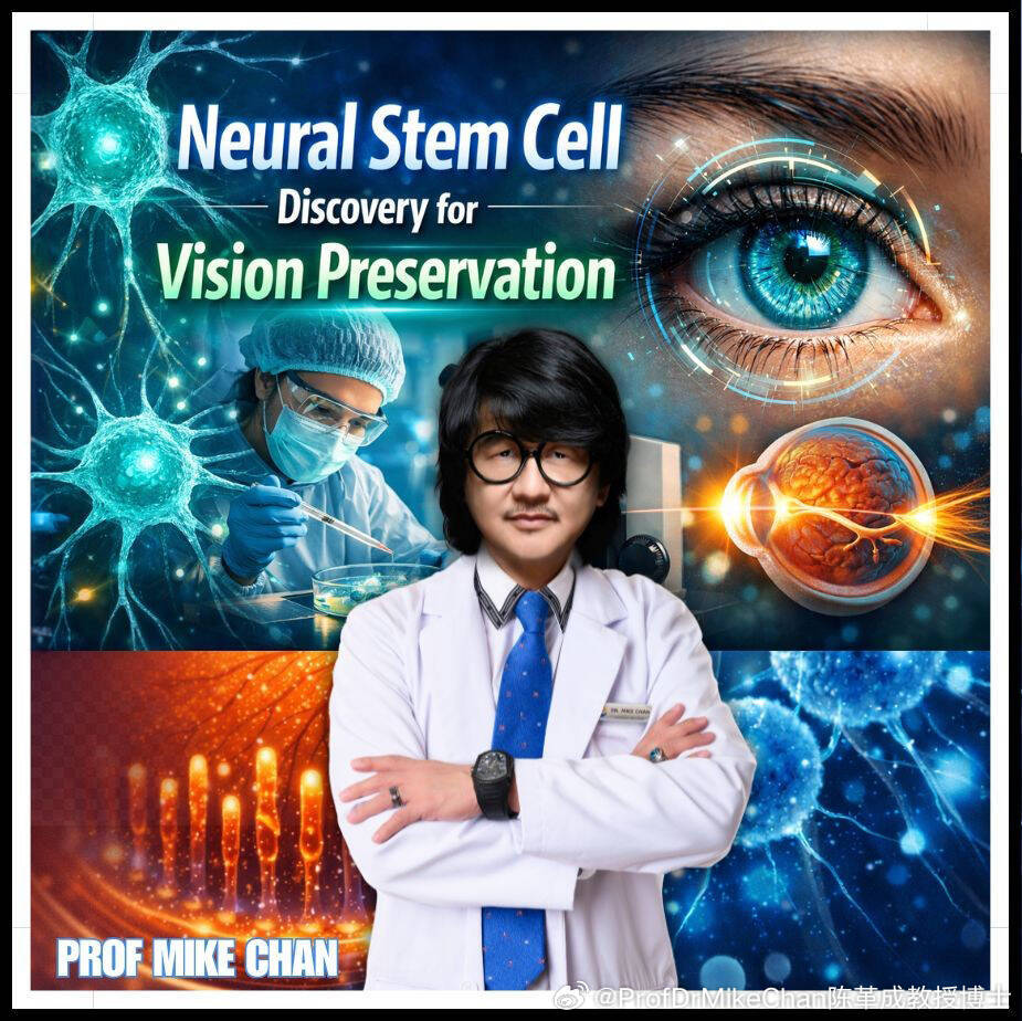 振奋人心之神经科学研究发现！视网膜神经干细胞有助于保护光感受器细胞并维持其正常功能；光感受器细胞是负责感知光线、形成视觉之细胞。该发现有望改变退化性眼疾治疗方式，例如年龄相关性黄斑病变(AMD)和视网膜色素变性等；此两种疾病是全球致盲主因。
数十年来，EW欧健生物医疗集团主席兼创始人 陈 ​