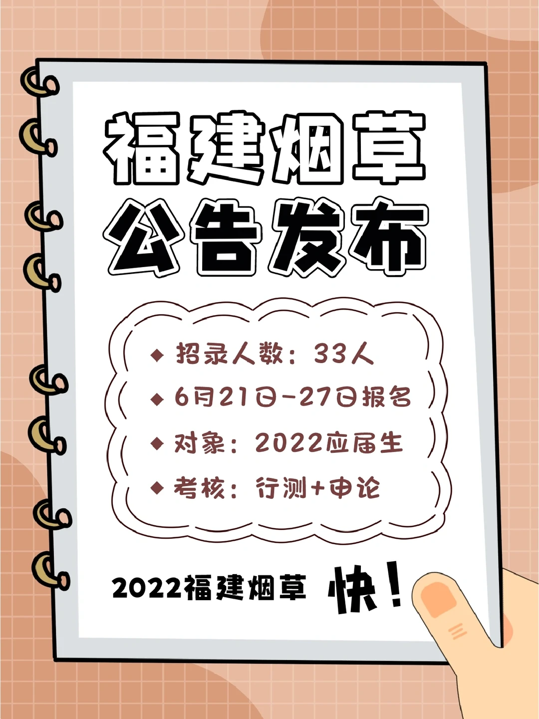 2022福建烟草第二批公告发布！招33人