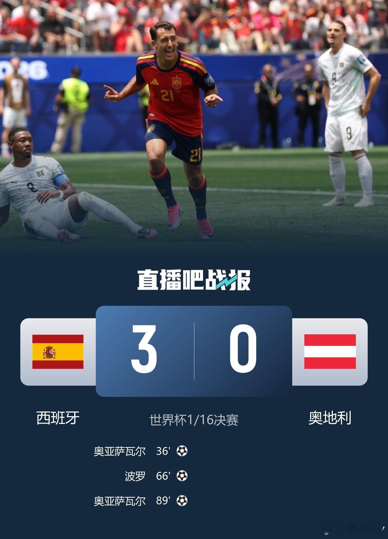 三球零封！西班牙3-0大胜奥地利挺进16强北京时间7月3日，2026美...