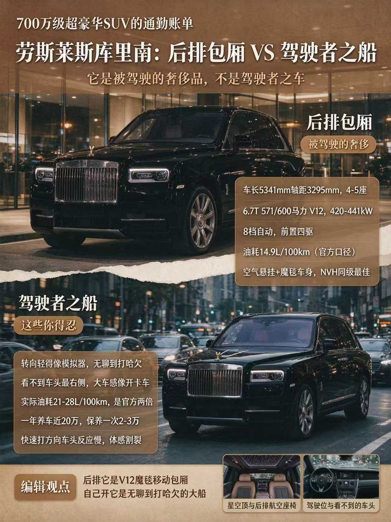 劳斯莱斯库里南 后排的移动包厢