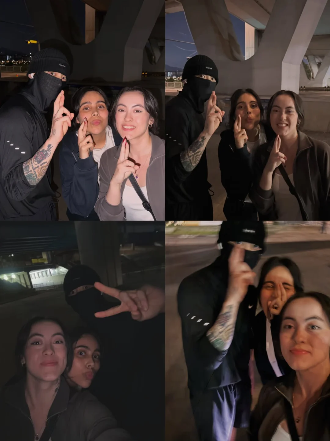 和阿米拍照还做了同样姿势的果果
