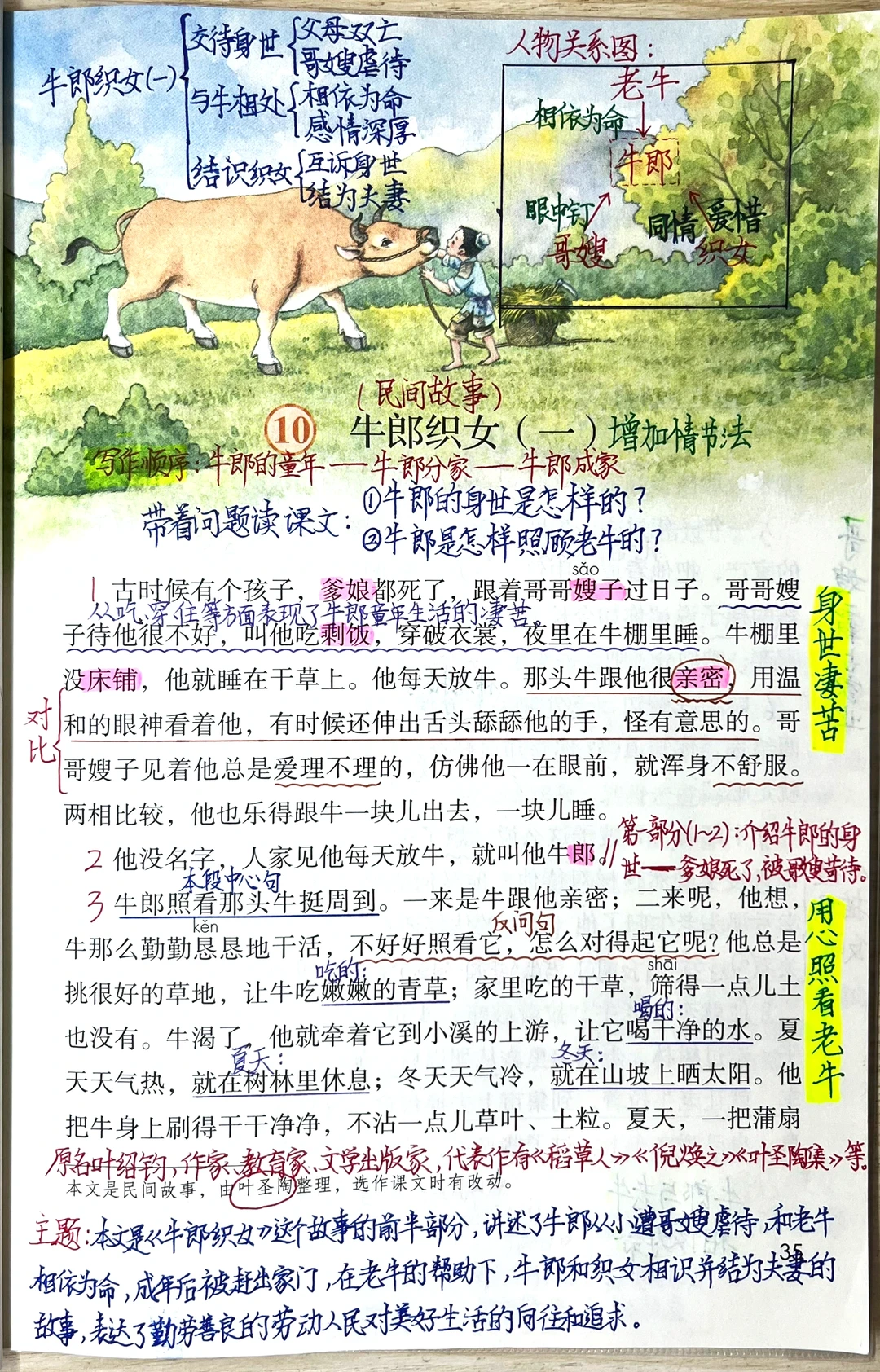 五上语文第10课《牛郎织女（一）》课堂笔记