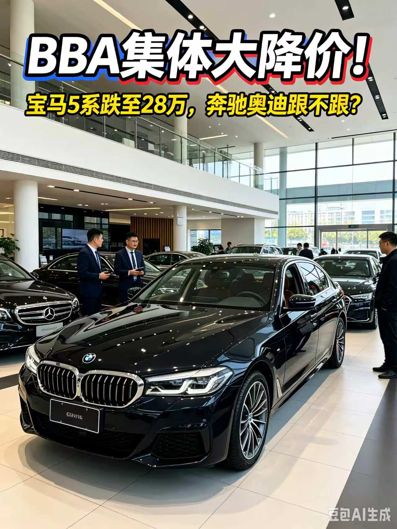 BBA集体大降价！宝马5系跌至28万，奔驰奥迪跟不跟？

曾经高高在上的BBA豪华轿车，如今价格彻底走下神坛。近期汽车市场传出重磅消息，宝马5系部分版本分期裸车价已经跌到28万，消息一出迅速冲上热搜，不少网友直呼不敢相信。曾经落地动辄四十多万的中大型豪华轿车，现在的价位已经和不少国产中高端车型高度重