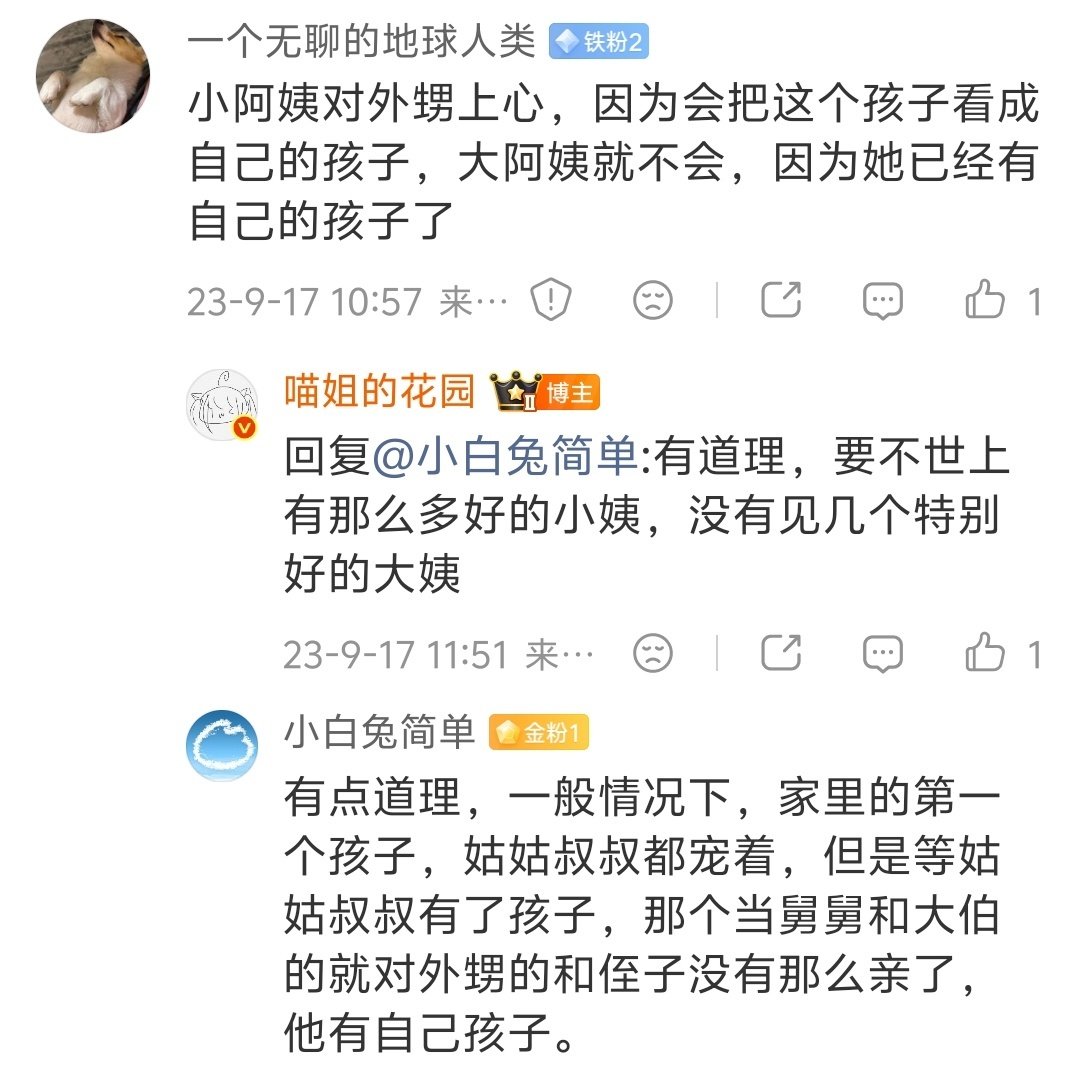 三年前的今天困惑我的问题，聪明的网友给了我答案，也希望广大小姨、小姑了解一下。 ​